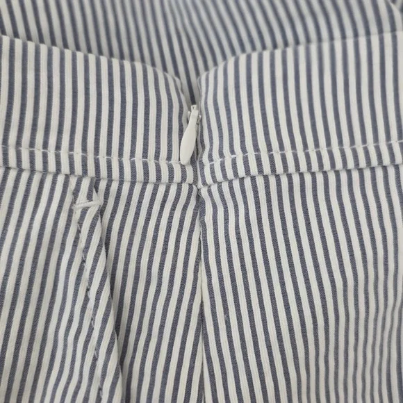 J. Crew Blue & White Striped Seersucker Button Pockets Skirt Preppy Womens Sz 14 - Picture 5 of 8